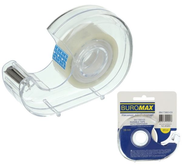 Скотч 18мм х20м матовый в диспенсере BM.7360-03  8/480шт/ящ