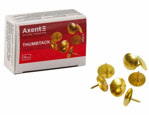 Кнопки золоті 50шт картонна упаковка Axent 4202-a 20/1000шт/уп