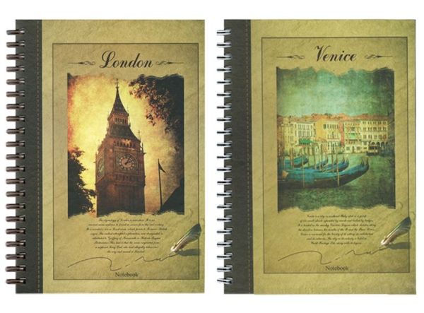 Книга А4 офсетна 80 арк. клітинка тверда ламінована обкладинка  на спіралі