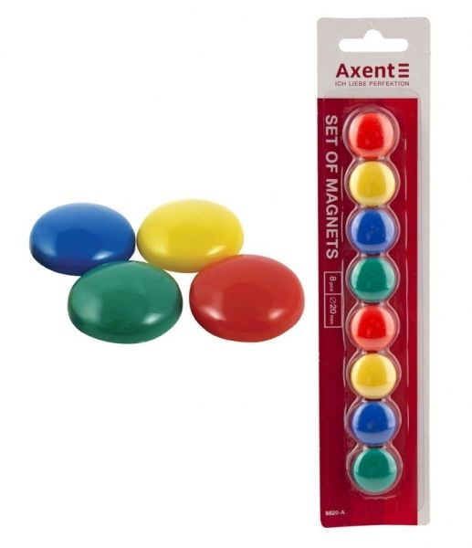 Магніти для дошки 20мм 8шт в блістері Axent 9820 12/288шт/уп