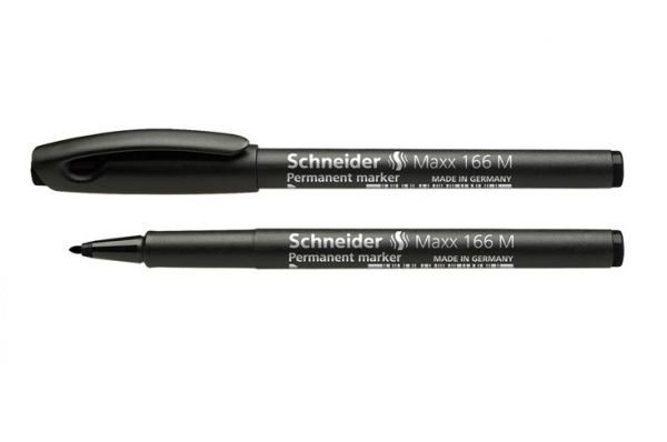 Маркер перманентний 1мм Schneider 166 чорний кулевидний S116601 10шт/уп