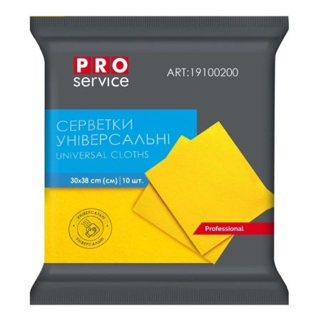 Салфетка вискозная 30*38см 10шт PRO Желтая 20шт/уп 19100202