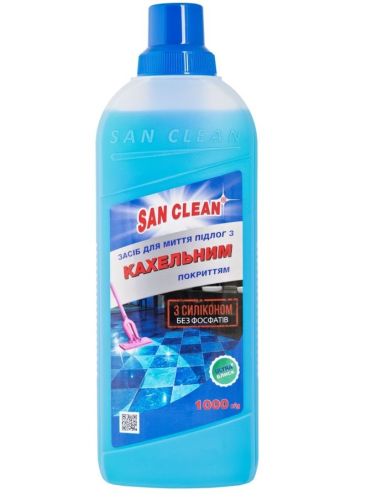 Моющее средство для уборки полов San Clean кафель 1л 9шт/уп