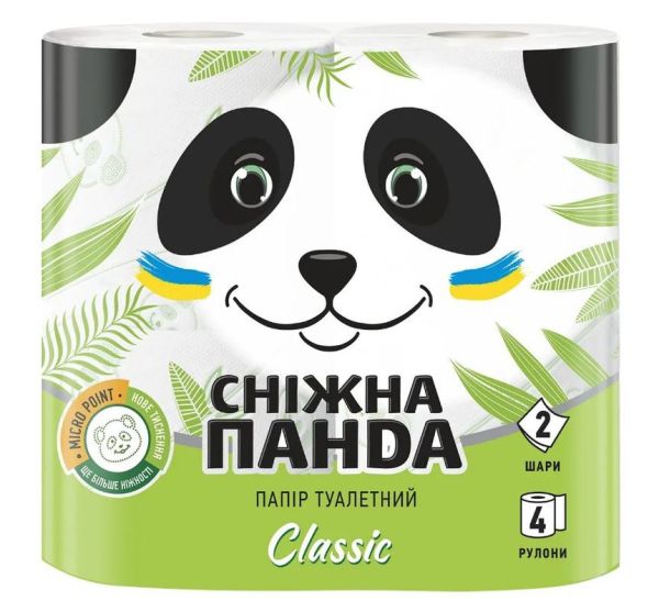 Туалетний папір білий 2шара 4шт Сніжна Панда Класік 16уп/пак