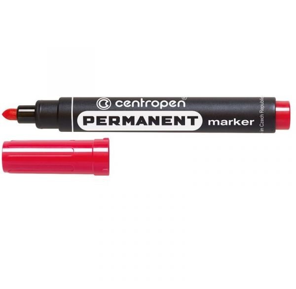 Маркер перманентний 2-4мм Centropen 8566/02 червоний кулевидний 10шт/уп