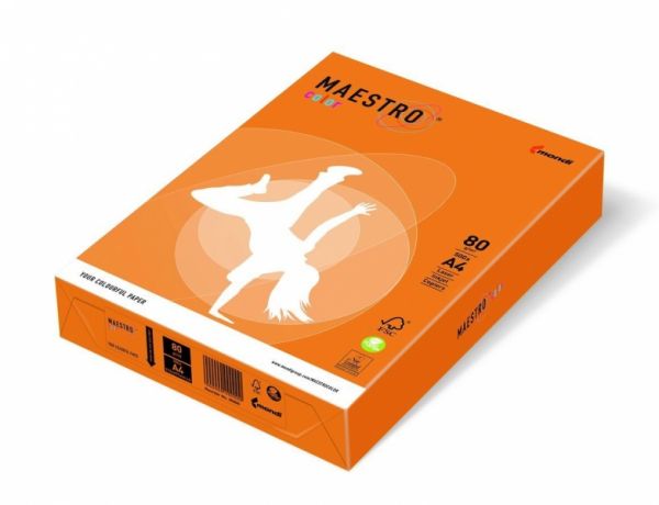 Бумага цветная  А4 80 г/м 500л  Maestro Color Intensive OR43 Orange оранжевый