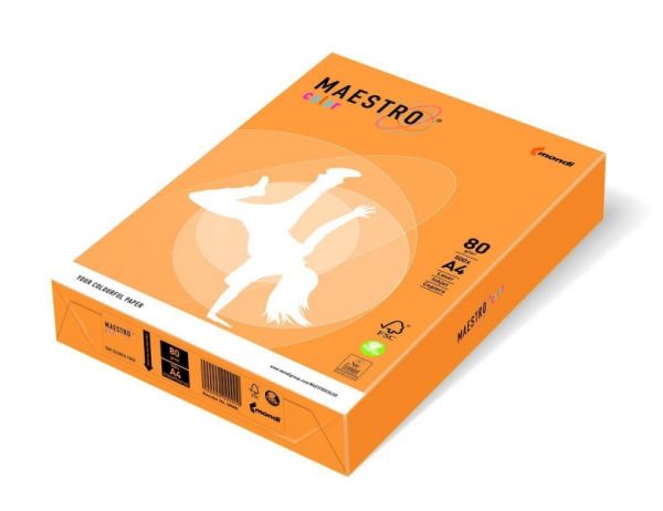 Бумага цветная  А4 80 г/м 500л  Maestro Color Neon Orange оранжевый