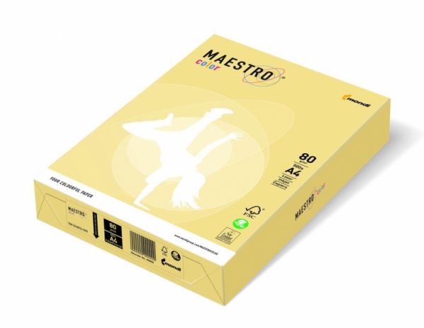 Бумага цветная  А4 80 г/м 500л  Maestro Color Pastell YE23 Yellow желтый