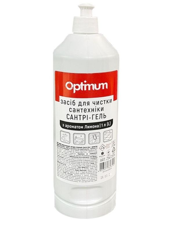 Средство для чистки поверхностей ванной комнаты Сантри гель 1л OPTIMUM Лимон 25472814 8шт/уп