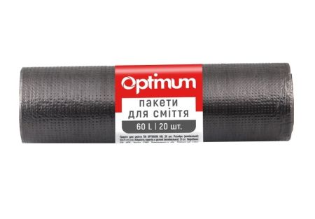 Пакет для мусора 60л 60*75 20шт черный OPTIMUM  60шт/уп 16118240