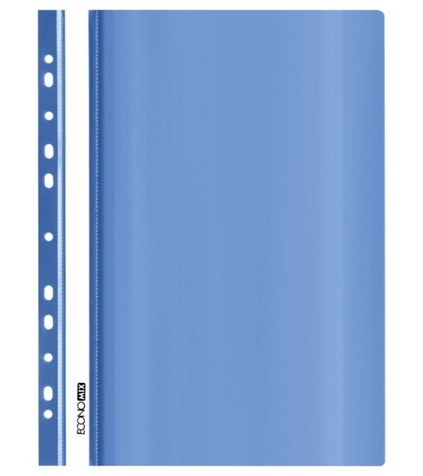 Скоросшиватель пластиковый с перфорацией А4 Economix E31510-02 синий 30/300шт/уп