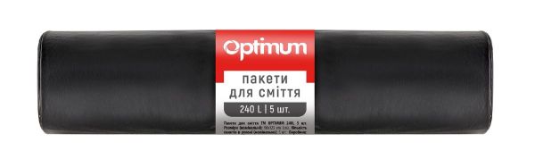 Пакет для сміття 240л 90*125 5шт надміцний чорний PRO OPTIMUM 22шт/уп 16120304