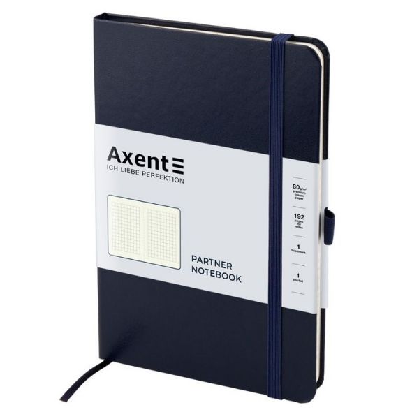 Книга записна Partner 125*195мм 96 арк. клітинка на гумці Axent 8201-02 синя