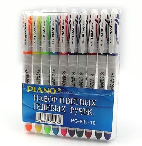 Набір ручок гелевих 10 кольорів Piano PG-811-10 12/120шт/уп