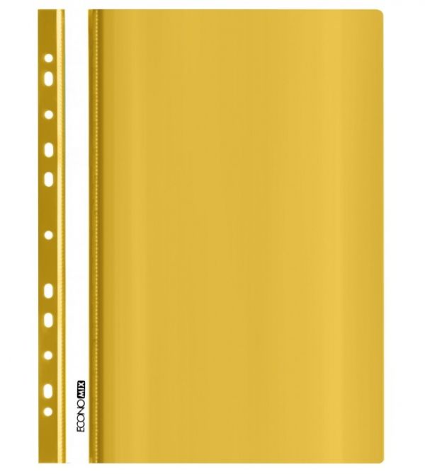 Скоросшиватель пластиковый с перфорацией А4 Economix E31510-05 желтый 10/300шт/уп