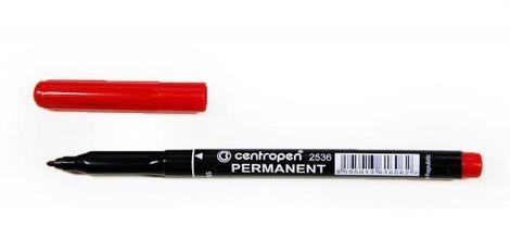 Маркер перманентний 1мм Centropen 2536/02 червоний кулевидний 12шт/уп