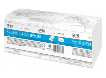 Полотенце бумажное V белое 1слой 250л PRO Standard 20шт/уп 33700139