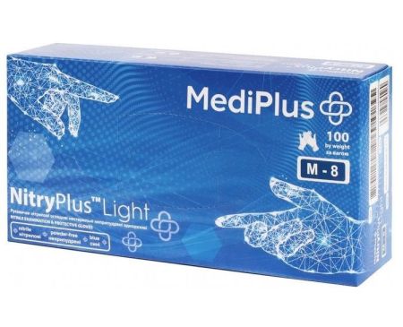 Перчатки нитриловые M 100шт без пудры синие MediPlus