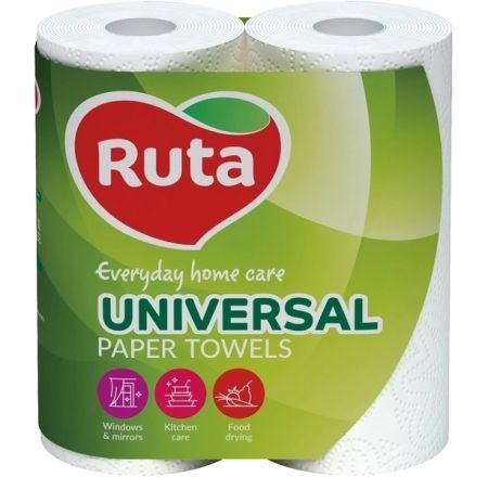 Полотенце бумажное белое 2слоя 2шт Ruta Universal 16шт/уп