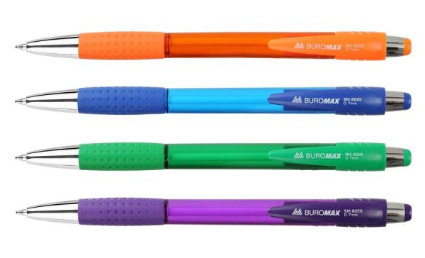 Ручка шариковая автоматическая с грипом BM.8225 BRIGHT синяя 40/1600шт/уп
