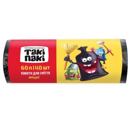 Пакет для мусора 60л 60*72 40шт Таки Паки 25шт/уп