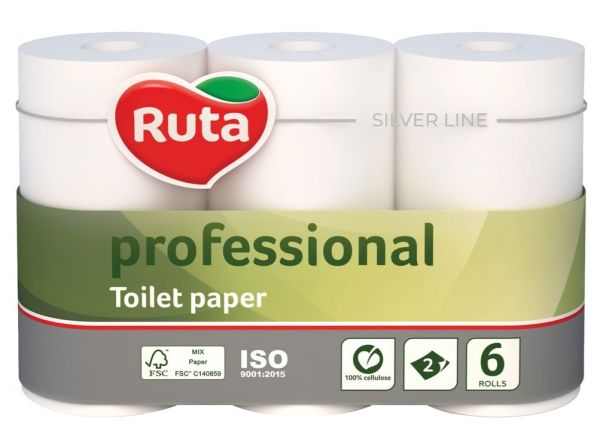 Туалетная бумага белая 2слоя  55м 6шт Ruta Professional 7уп/пак