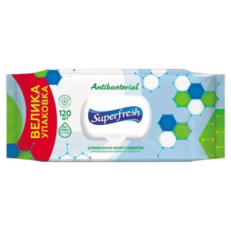 Салфетка влажная 120шт Super fresh  с клапаном 9шт/уп 42105626