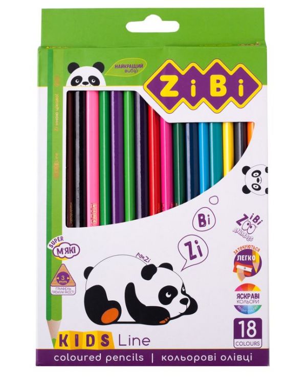 Олівці кольорові  18кольорів ZiBi KIDS Line ZB.2415 12шт/уп
