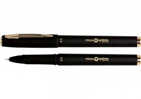 Ручка гелева з грипом Optima Prima 15638-01 0,5 мм чорна 12/144шт/уп