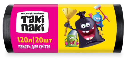 Пакет для мусора 120л 70*110 20шт Таки Паки 30шт/уп