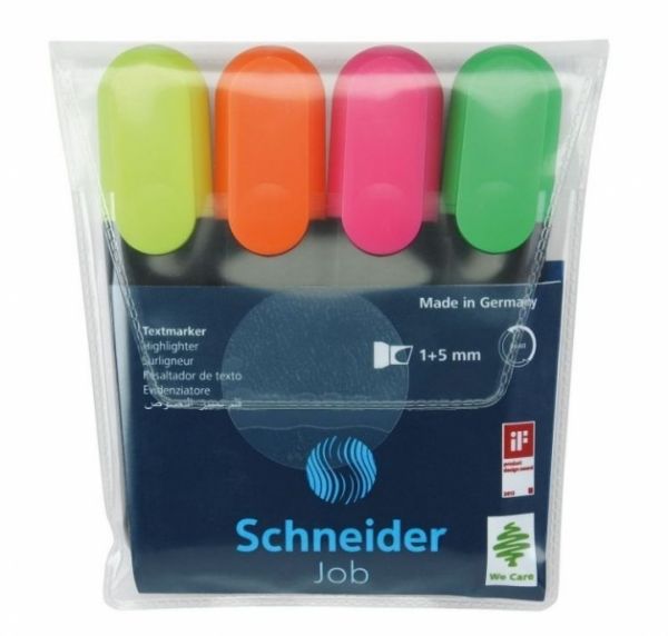 Набор маркеров текстовых 4цвета Schneider Neon JOB S1500 10шт/уп