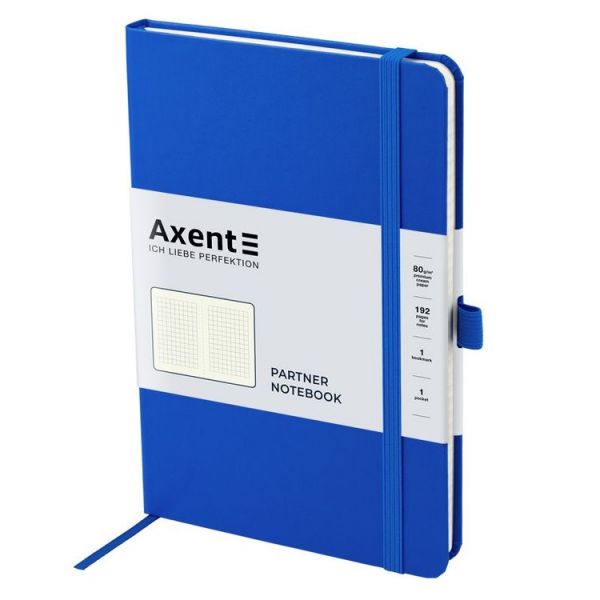 Книга записна Partner 125*195мм 96 арк. клітинка на гумці Axent 8201-07 блакитна