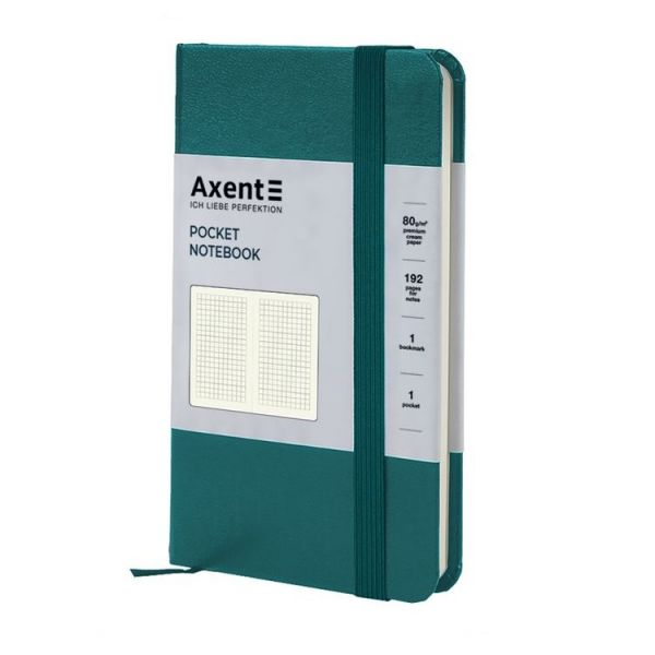 Книга записна Partner 95*140мм 96 арк. клітинка на гумці Axent 8301-31 малахітова