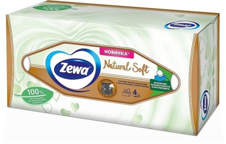 Салфетки косметические 4слоя 80шт Zewa 18шт/уп