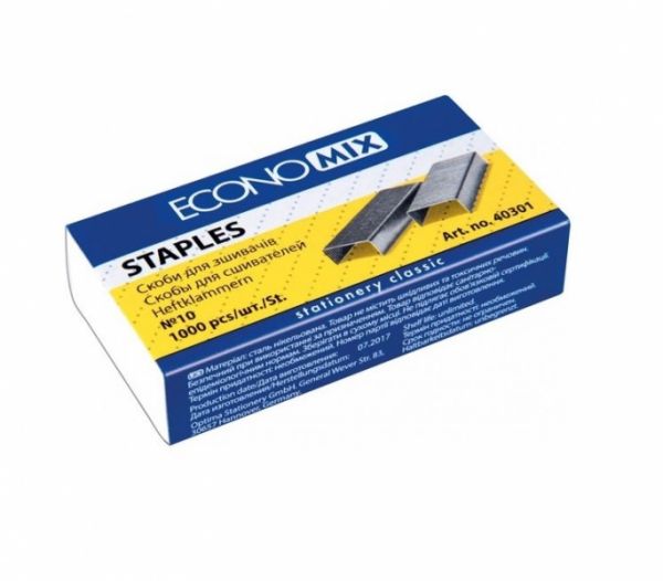 Скобы №10 10л 1000шт Economix E40301 10/1000шт/уп
