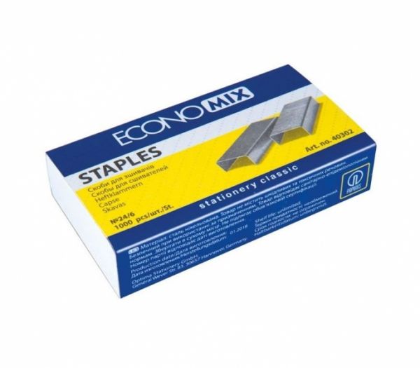Скобы №24/6  25л 1000шт Economix E40302 10/1000шт/уп