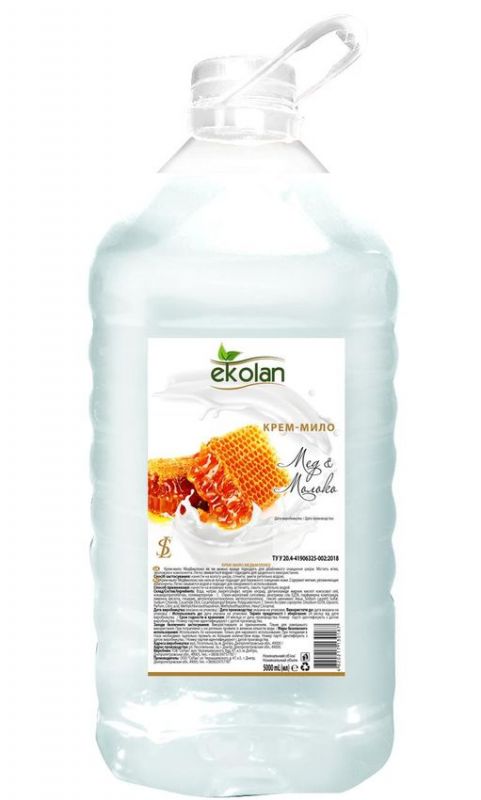 Мыло жидкое 5л Ekolan крем Мед-молоко