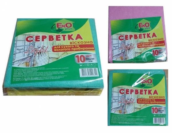 Серветка віскозна 30*30см 10шт Eco plus 45уп/ящ