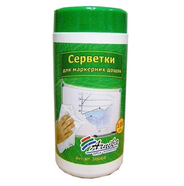 Салфетки влажные для магнитно-маркерных досок 100шт 30668