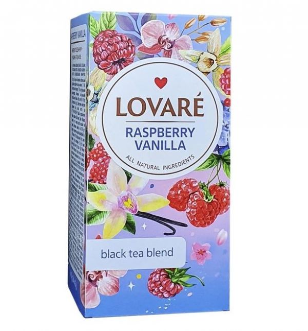 Чай черный с ароматом ванили Lovare Raspberry vanilla 24пак х 2г