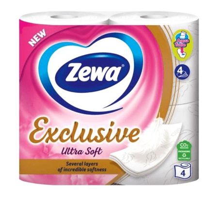 Туалетная бумага белая 4слоя 4шт Zewa Ultra Soft