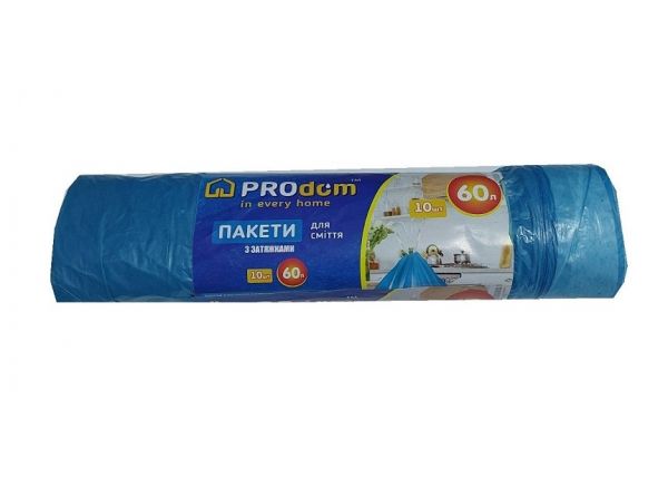 Пакет для сміття 60л 64*57 із затягуванням 10шт Prodom