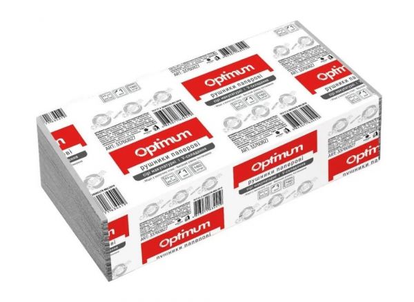 Рушник паперовий V сірий 1шар 160шт OPTIMUM 25шт/уп 33760827