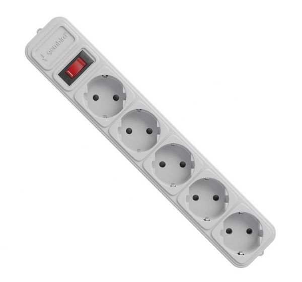 Мережевий фільтр 10м вимикач/запобіжник 5 EUR розеток білий Gembird SPG5-G-10MG