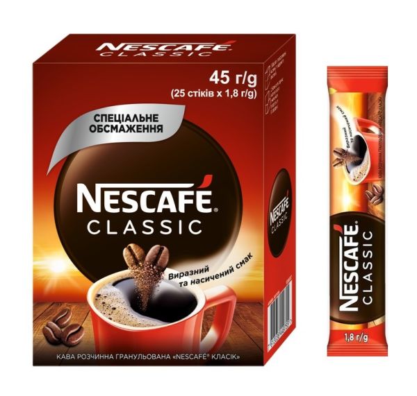 Кофе растворимый Nescafe классик 25шт/уп