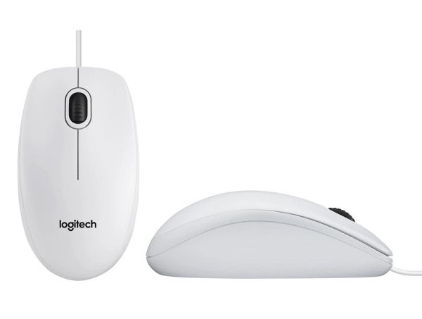 Мышь проводная LOGITECH B100 USB белая