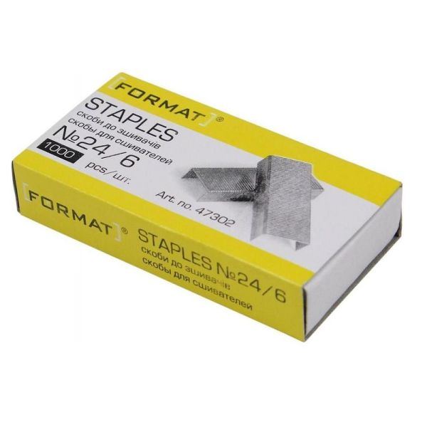 Скобы №24/6  25л 1000шт Format F47302 10/1000шт/уп