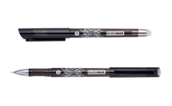 Ручка гелева пиши-стирай ERASE SLIM BM.8300-02 чорна 12/144шт/уп