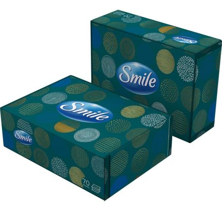 Салфетки косметические 3слоя 70шт Smile пенал 18шт/уп 35165420