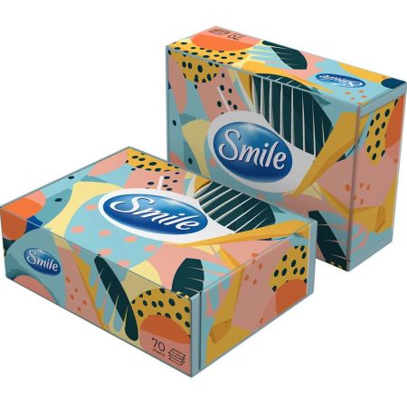 Салфетки косметические 3слоя 70шт Smile пенал 18шт/уп 35165420